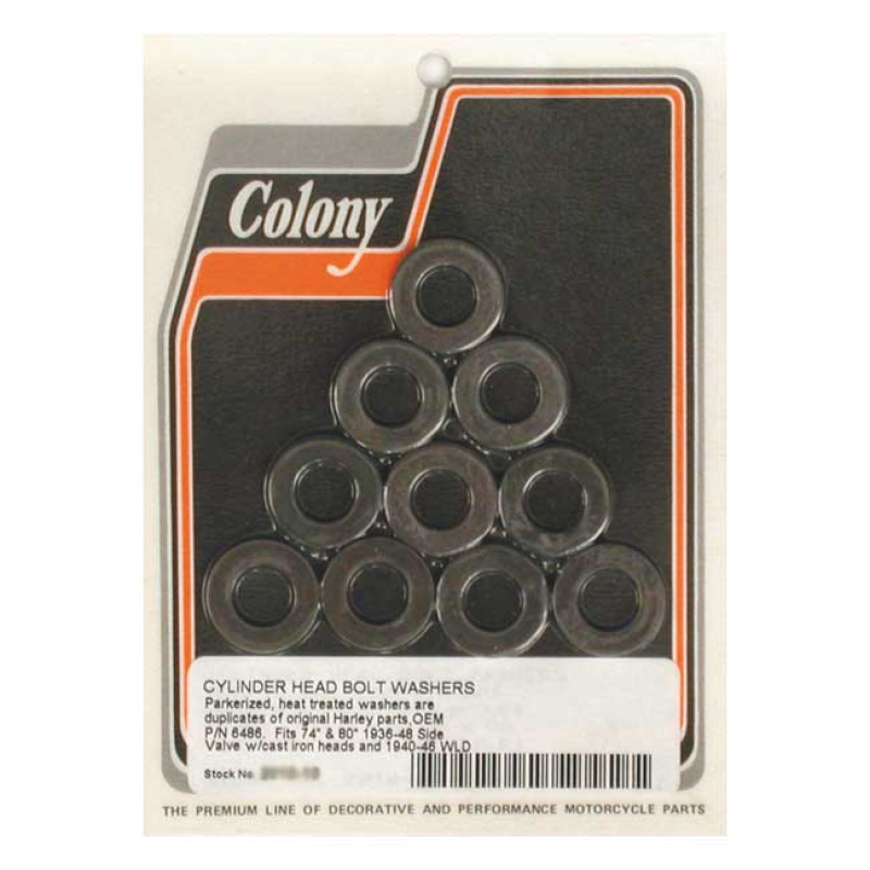 COLONY HEAD BOLT WASHER SET BLACK PARKERIZED; FITS MODELS WITH CAST IR 989643