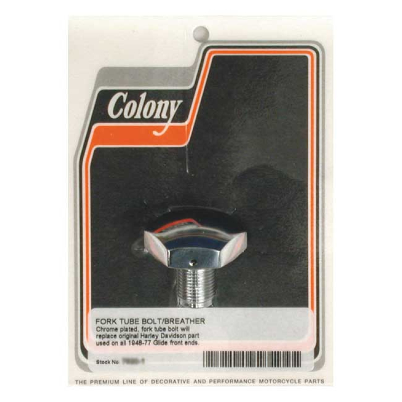 COLONY, 41MM FORK TUBE CAP BOLT. DOMED. CHROME CUSTOM DOMED. VENTED. 989708