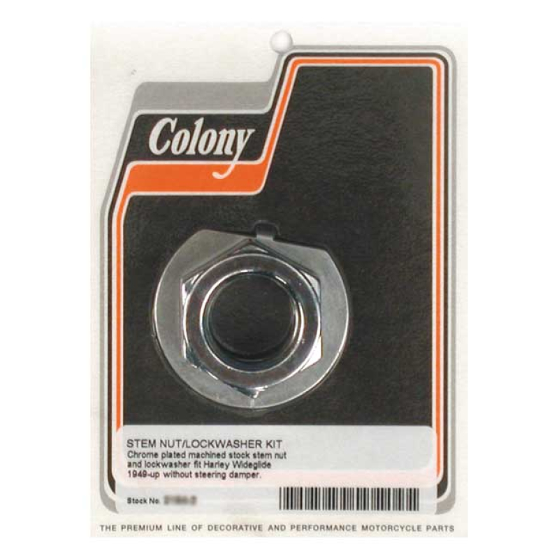 COLONY, FORK STEM NUT & LOCK WASHER KIT. CHROME CHROME PLATED. 1"-24 T 989732