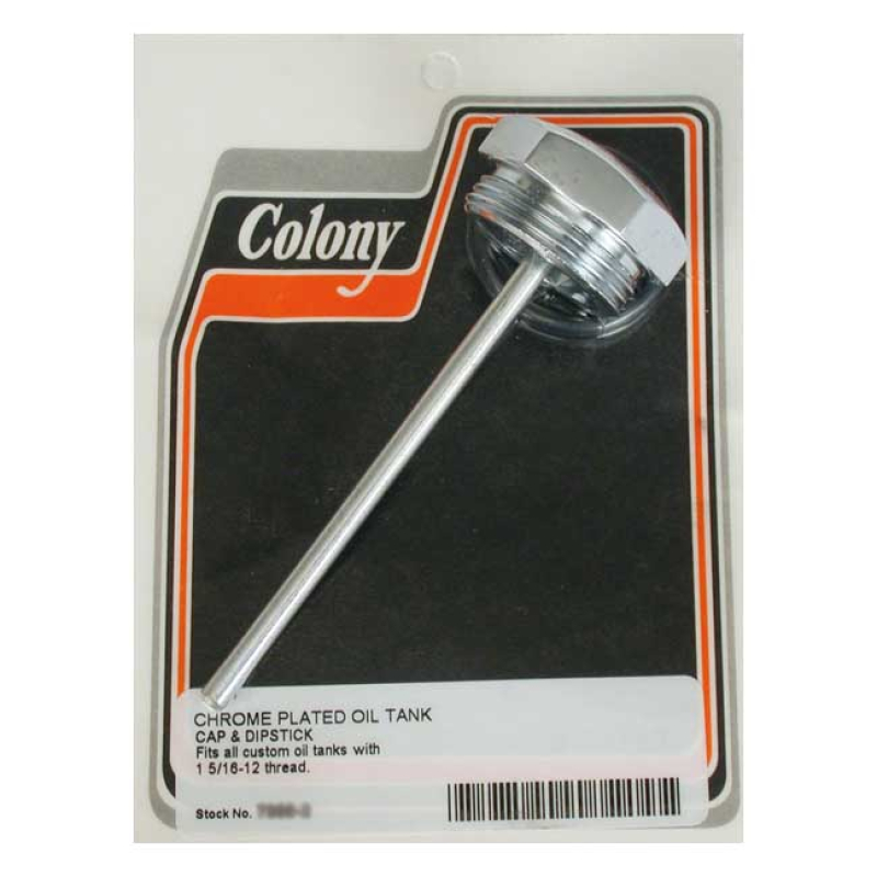 COLONY, OIL TANK SCREW-IN DIPSTICK. CHROME CUSTOM 1-5/16"-12 THREADED. 989823