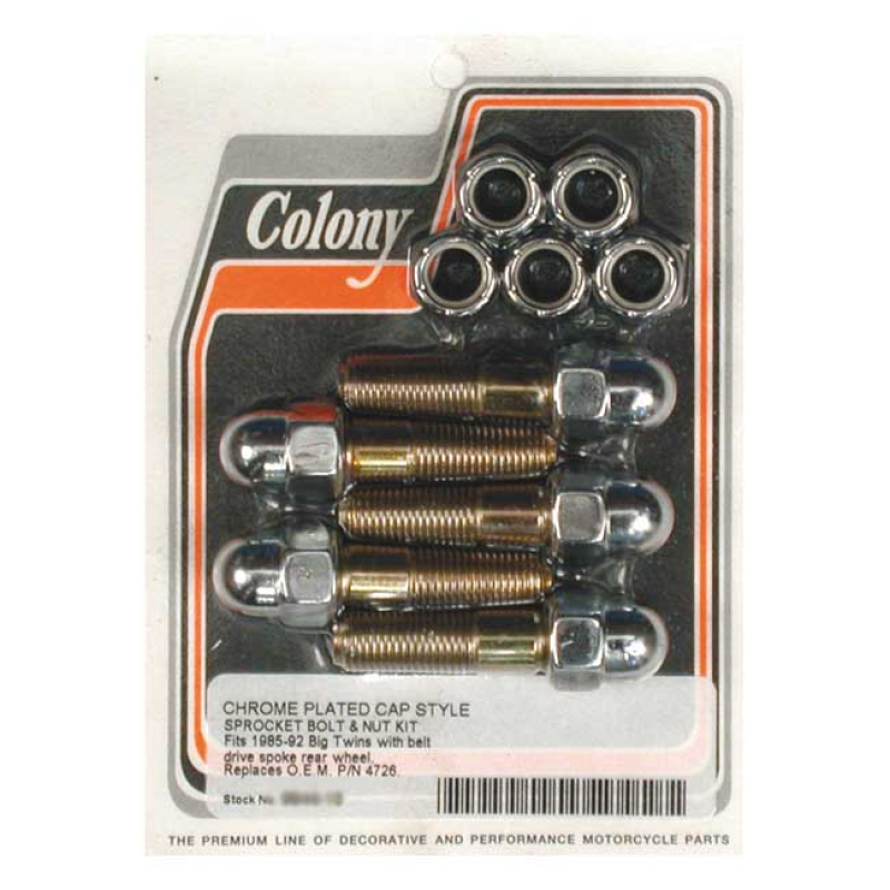 COLONY SPROCKET BOLT & NUT KIT CHROME CAP, REAR WHEEL, SPOKE WHEEL WIT 989941