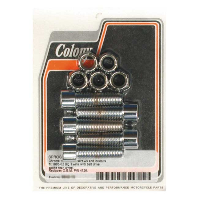 COLONY SPROCKET BOLT & NUT KIT POLISHED CHROME ALLEN, REAR WHEEL, SPOK 989942