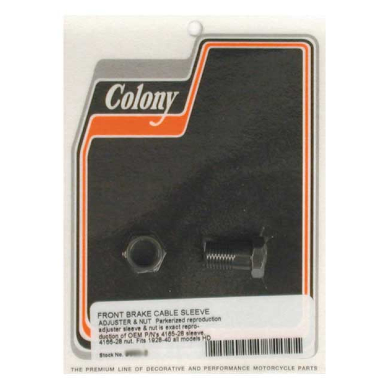 COLONY, FRONT BRAKE CABLE ADJUSTER. BLACK PARKERIZED OEM STYLE REPRODU 989992