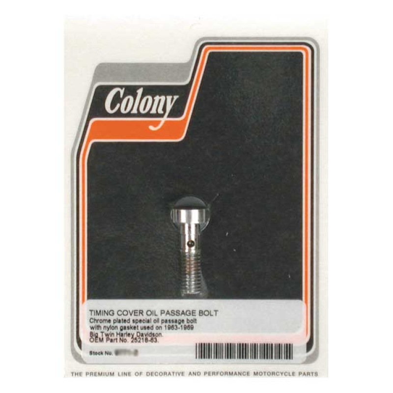 COLONY, CAM COVER OIL PASSAGE BOLT. CHROME COMPATIBLE WITH STOCK CAM C 990130