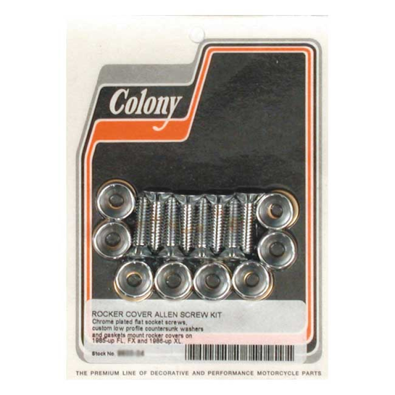 COLONY, EVO COUNTERSUNK ROCKER COVER SCREW KIT CHROME PLATED. WITH 8 C 990150
