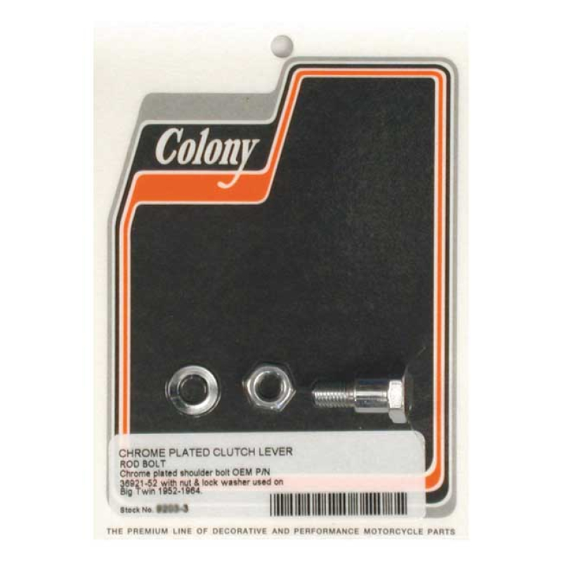 COLONY, MOUSETRAP CLUTCH LEVER ROD BOLT KIT. CHROME CHROME PLATED STEE 990165