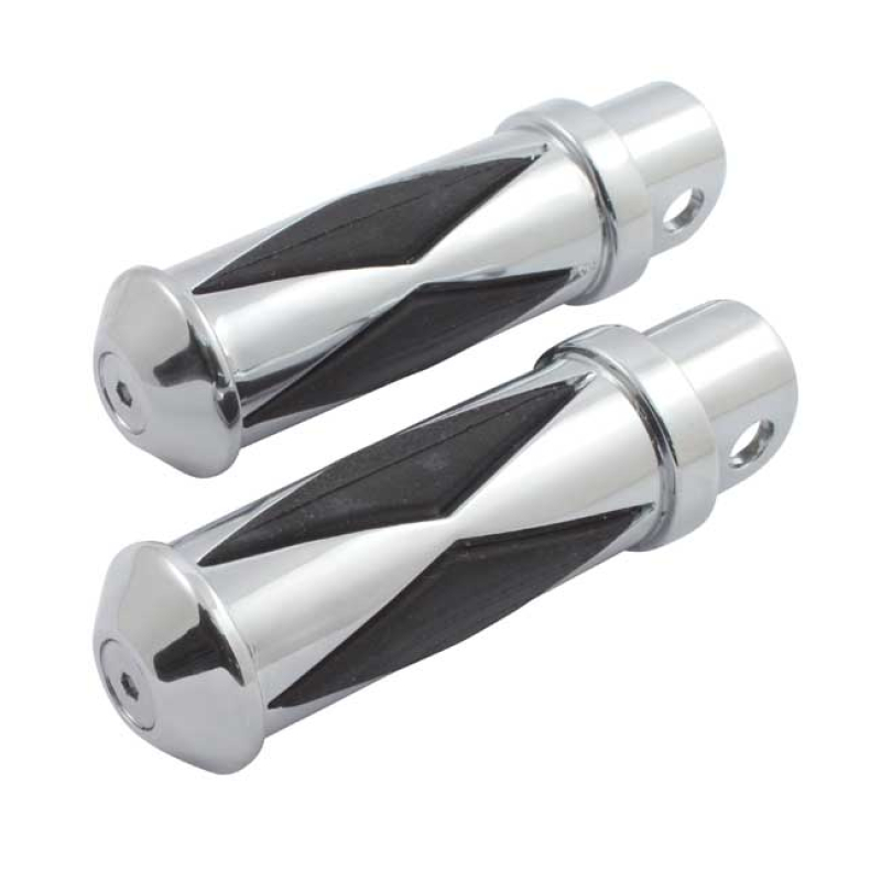 DIAMOND FOOTPEGS, LARGE DIAMETER. FEMALE MOUNT. CHROME DIAMOND SHAPED 990185