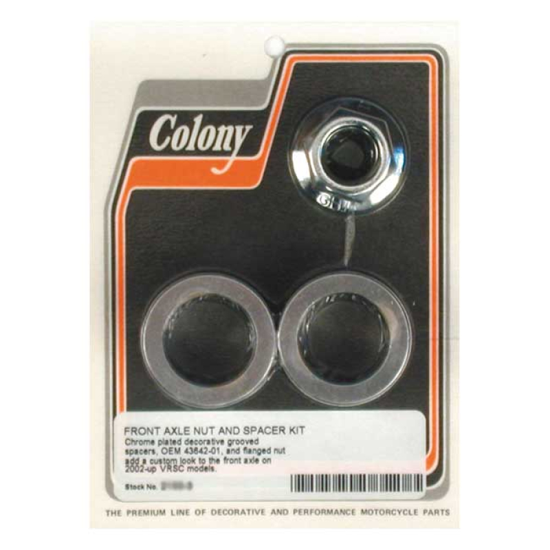 COLONY V-ROD AXLE NUT & SPACER KIT CHROME, GROOVED, FRONT WHEEL 990220