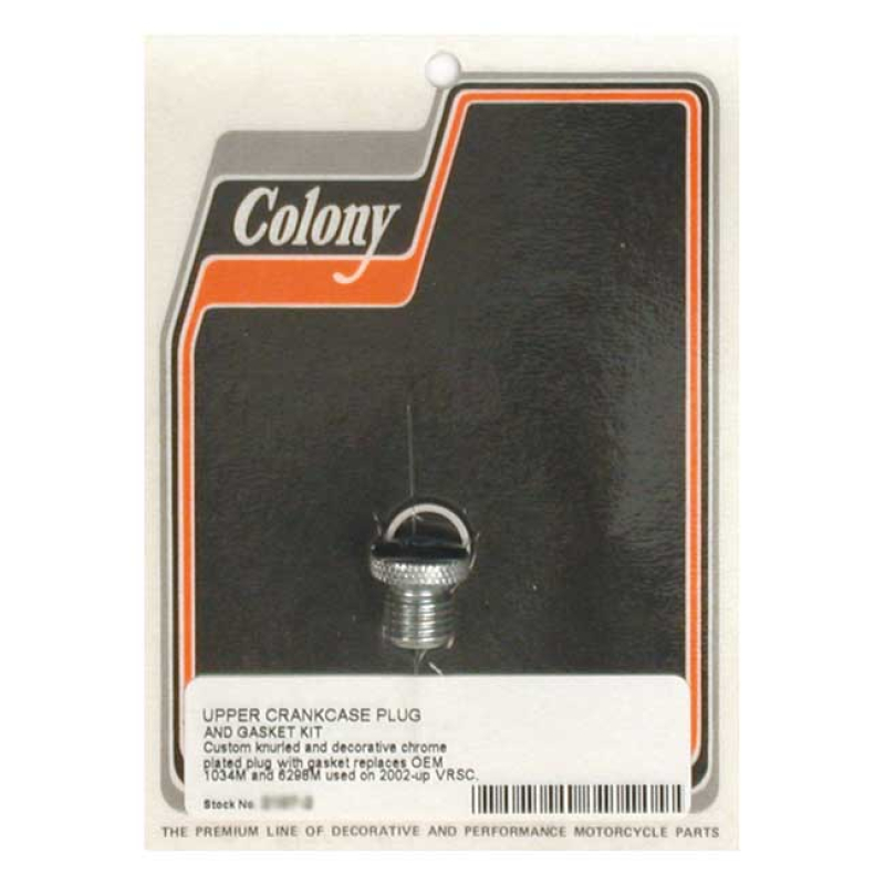 COLONY UPPER CRANKCASE PLUG & GASKET KT CHROME 990229