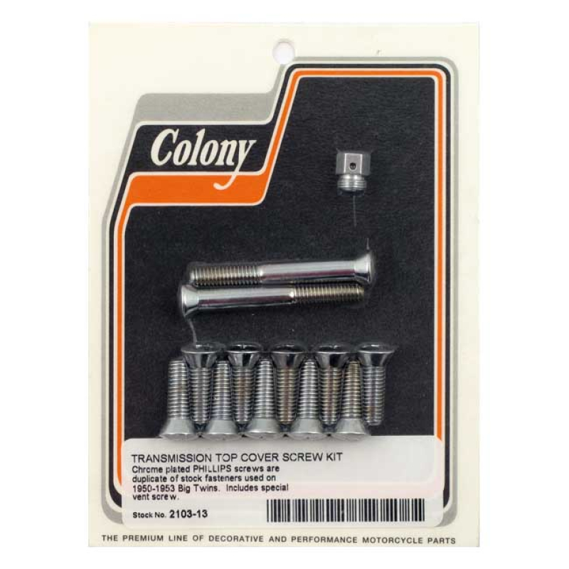 COLONY TRANSM TOP COVER SCREW KIT CHROME, PHILLIPS 990391