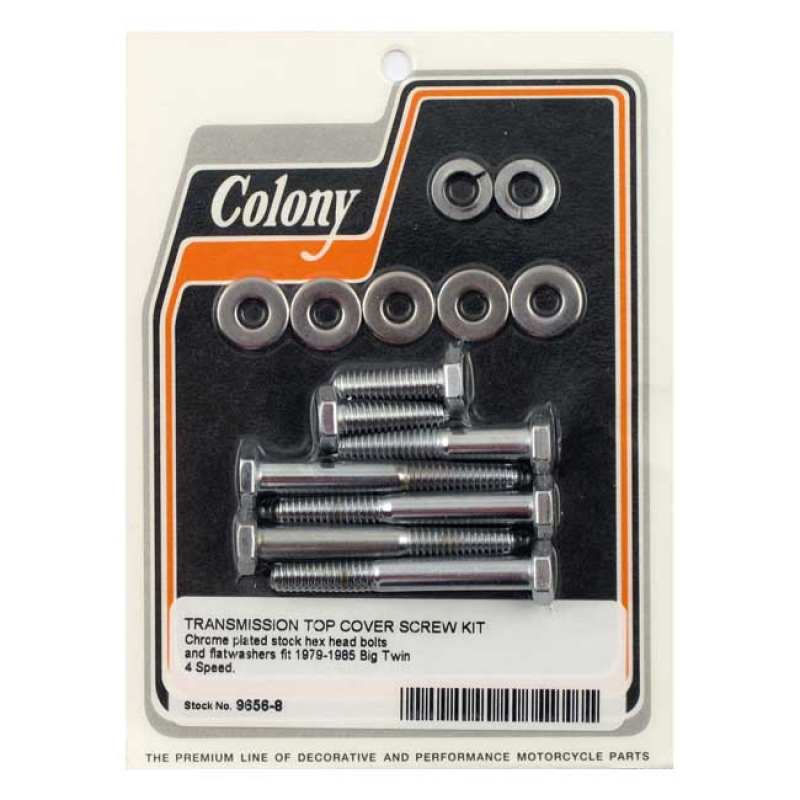 COLONY TRANSM TOP COVER SCREW KIT CHROME, HEX 990395