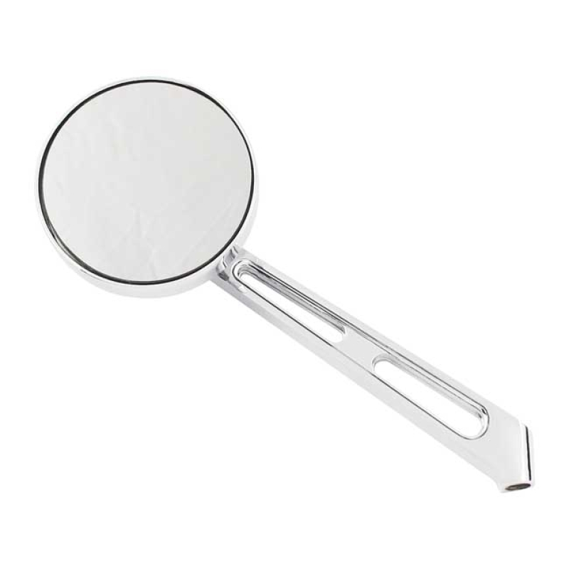 MINI-ROUND ALUMINUM MIRROR. CHROME, LONG STEM, L&R GROOVED HEAD AND A 990938