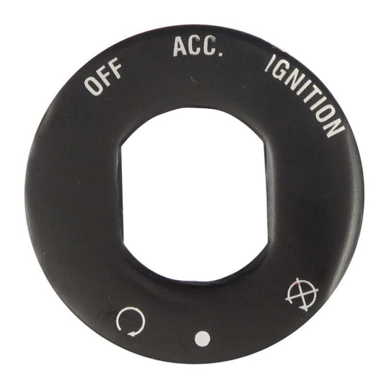 NAME PLATE, IGNITION SWITCH SATIN BLACK WITH PRINT. OEM STYLE REPRODUC 992502