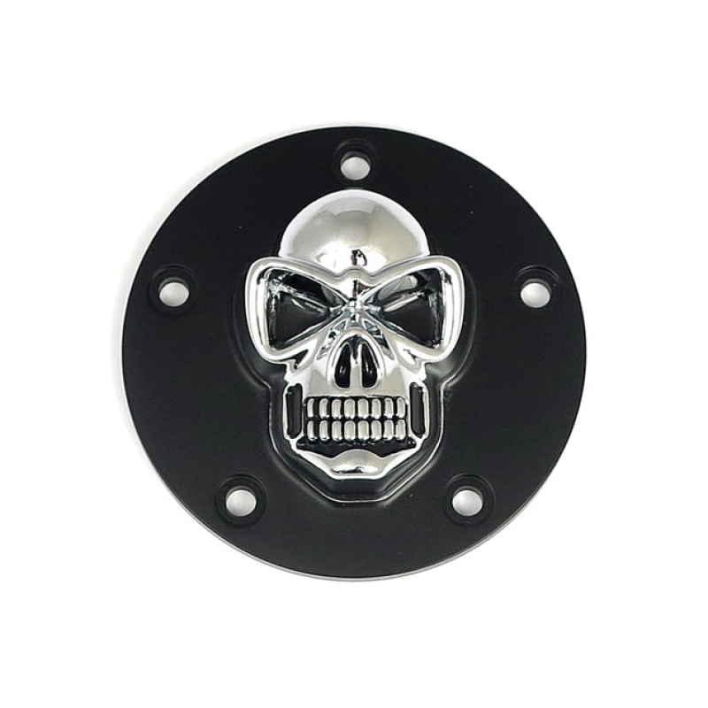 SKULL POINT COVER. BLACK/CHROME BLACK POINT COVER WITH A CHROME SKULL. 500566