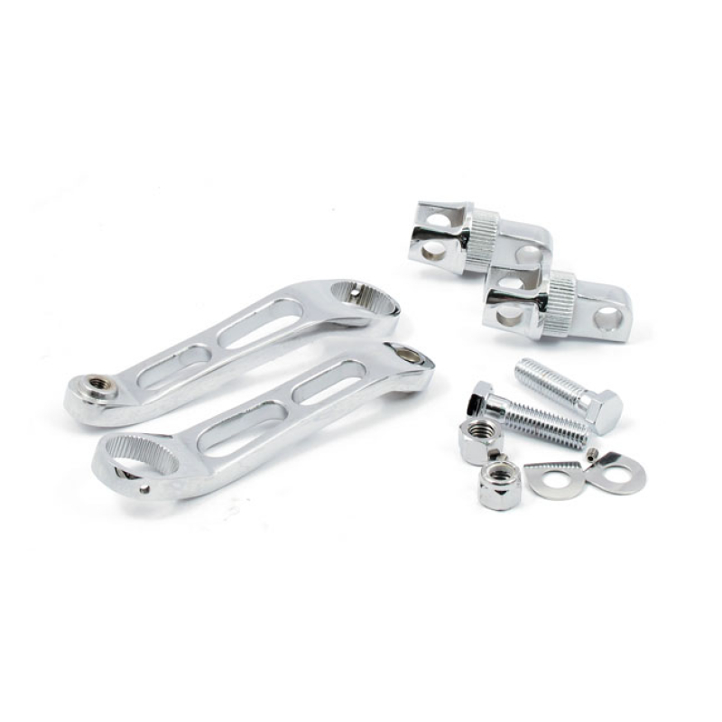 HEEL REST MOUNT BRACKETS FOR FOWARD CONTROLS. CHROME CHROME PLATED BIL 501006