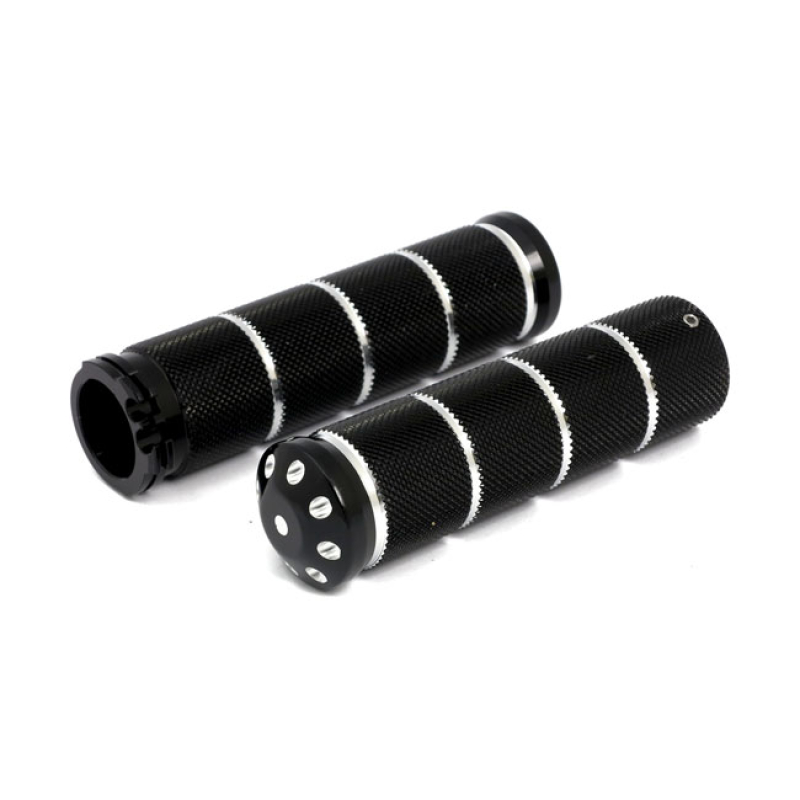 THROTTLE GRIP SET BOMBER. KNURLED. BLACK CM BLACK CONTRAST MACHINED TH 505138