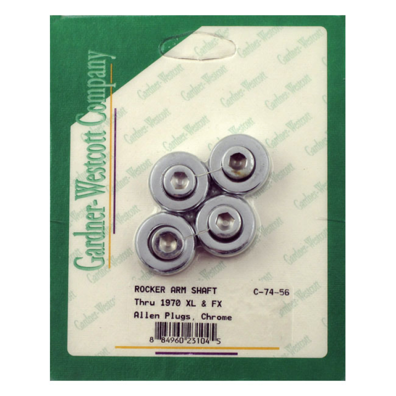 GW, ROCKER SHAFT PLUG SET. CUSTOM ALLEN STYLE. CHROME CHROME PLATED. C 505250