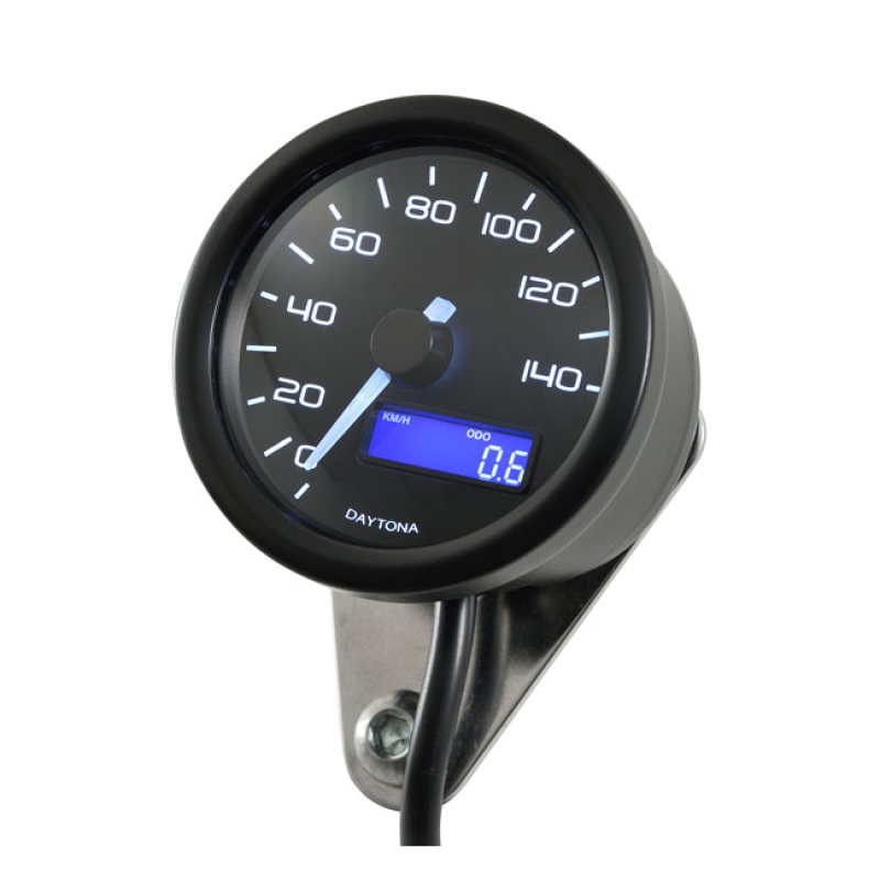 VELONA 60MM ELECTRONIC SPEEDOMETER 140MPH/KMH, BLACK 510154