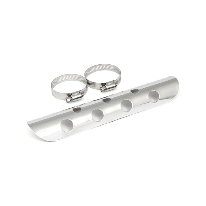 UNIVERSAL BULLET HOLE HEAT SHIELD 10" LONG CHROME HEAT SHIELD, 10" (25 510539