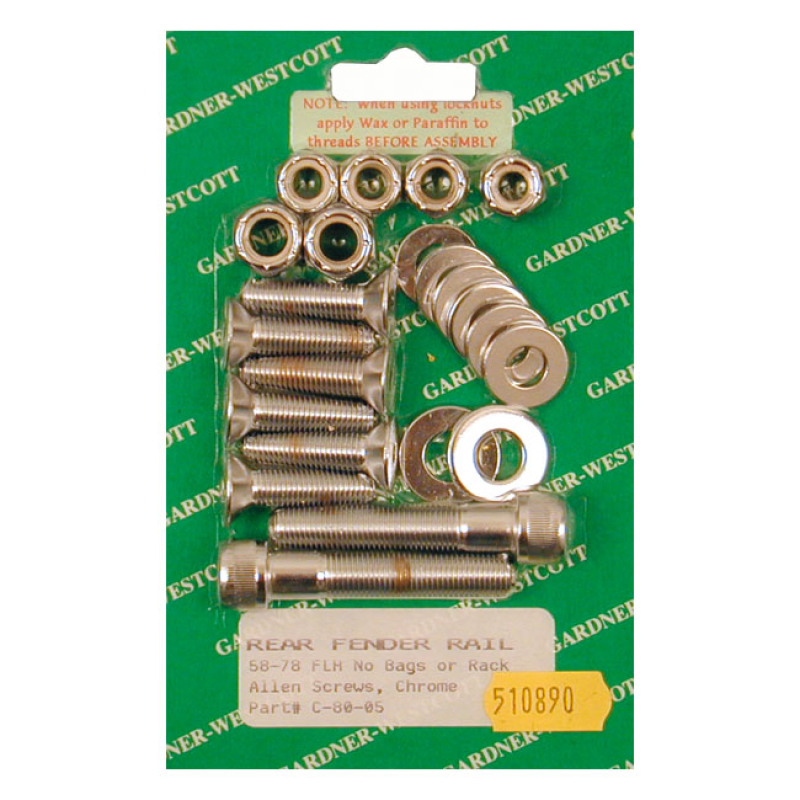 GARDNER-WESTCOTT, FENDER STRUT MOUNT KIT. CHROME ALLEN HEAD USED TO MO 510890