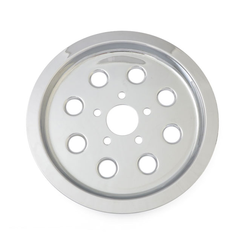 PULLEY COVER, HOLES (65T) CHROME PLATED STEEL. FULLY COVERS THE OEM RE 512623