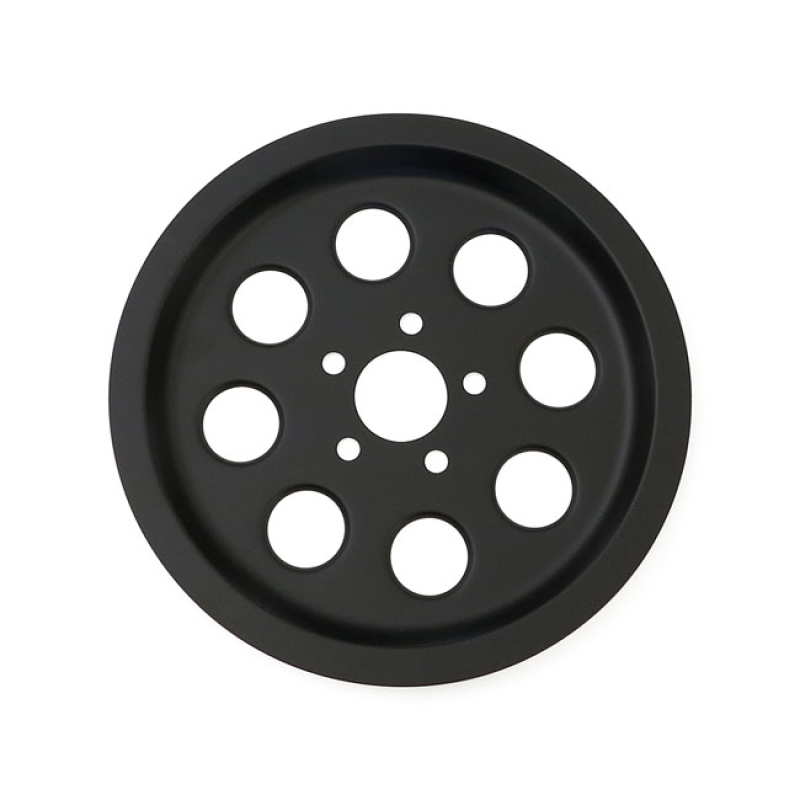 PULLEY COVER, HOLES. (70T) MATTE BLACK. FULLY COVERS THE OEM REAR WHEE 512849