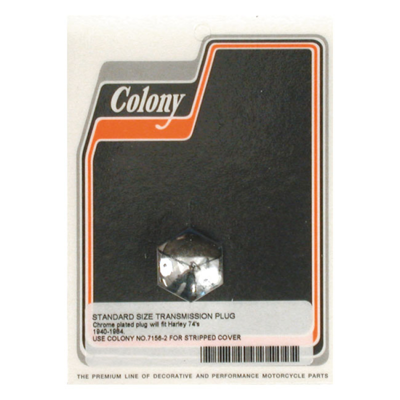 COLONY, TRANSMISSION FILL PLUG. DOMED HEX STYLE CHROME. NO DIPSTICK. 512850