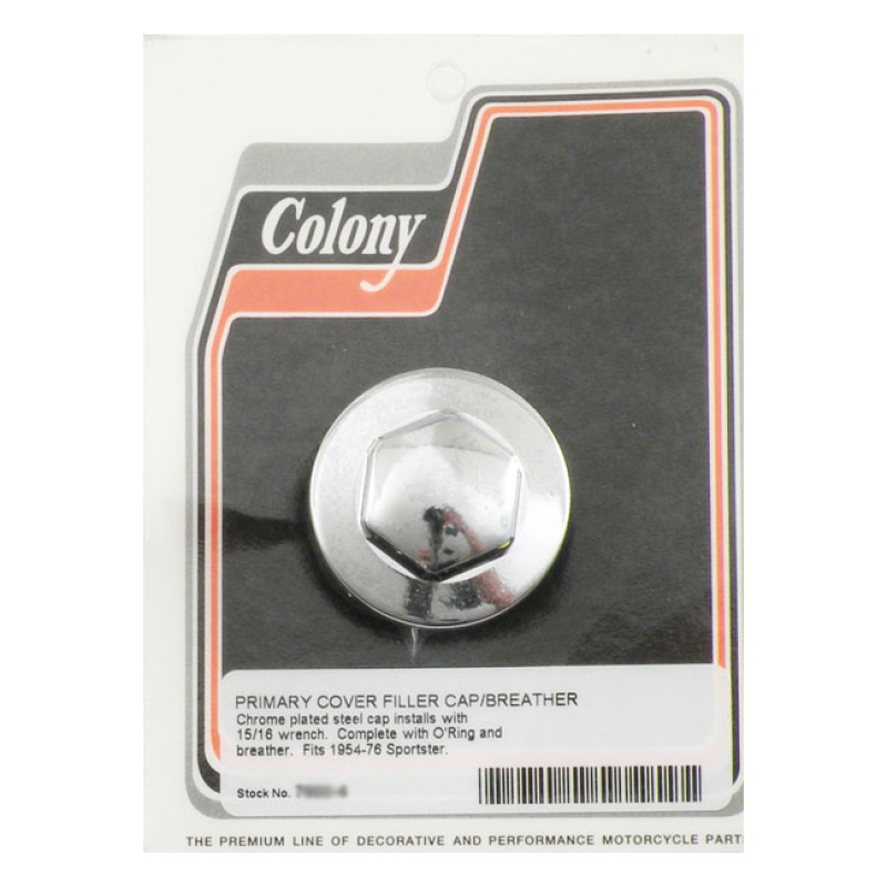 COLONY OIL FILL PLUG PRIMARY CHROME HEX, WITH BREATHING HOLE 512975
