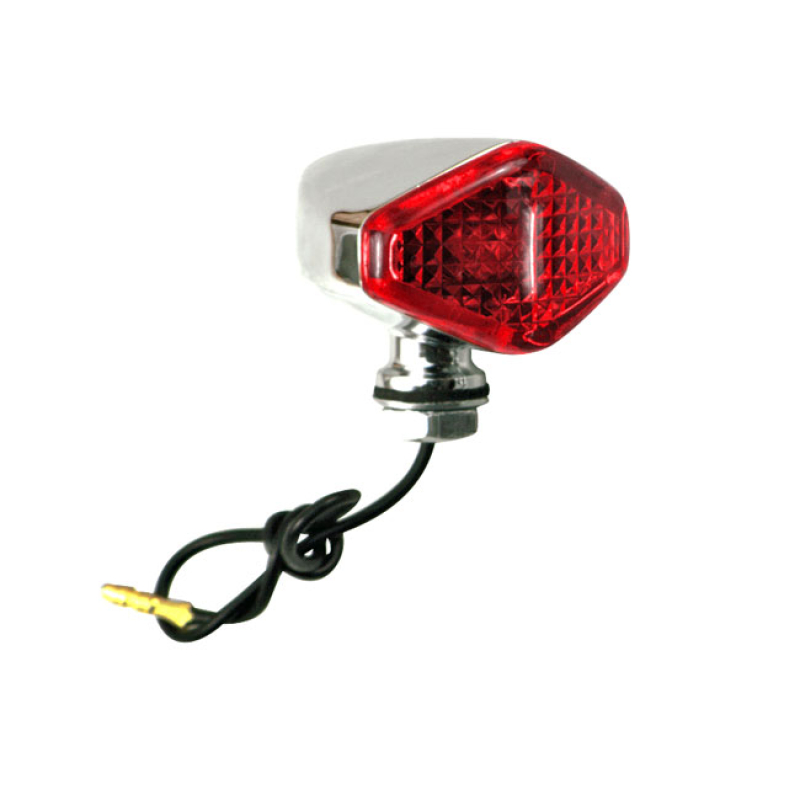 DIAMOND TURN SIGNALS. CHROME. RED LENS CHROME PLATED. 12-VOLT, SINGLE 514349