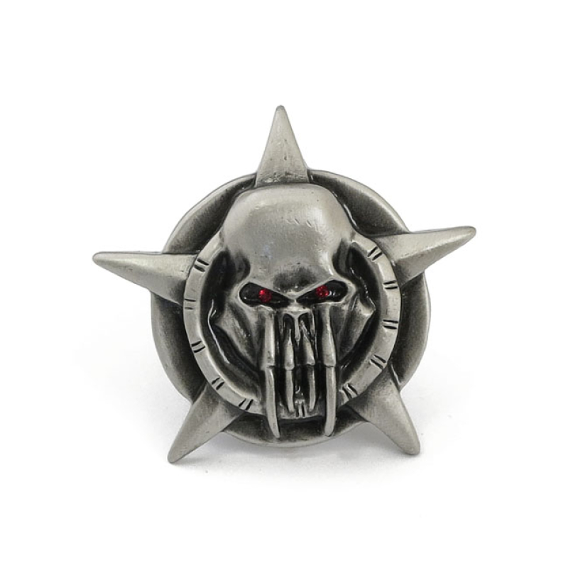 LICENSE PLATE MOUNT KIT BARBARIAN SKULL. PEWTER PEWTER EMBLEMS; WITH W 515777