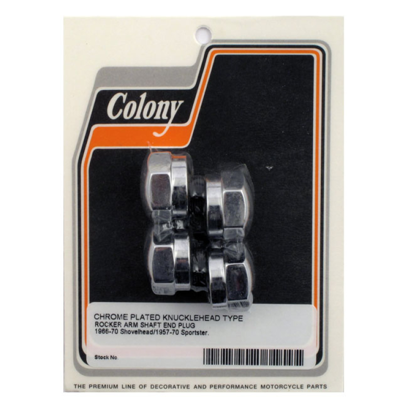 COLONY, ROCKER SHAFT PLUG SET. KNUCKLE STYLE. CHROME CHROME PLATED. ST 515965