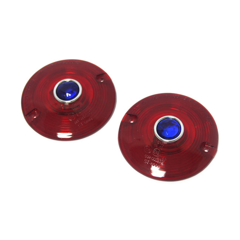 REPLACEMENT TURN SIGNAL LENS. FLAT LENS. RED WITH BLUE DOT - RED WITH 516123