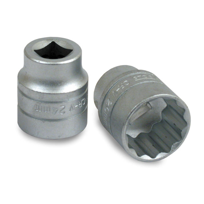 TENGTOOLS, SOCKET 24MM 12-POINT SOCKET WITH 1/2" DRIVE. CHROME VANADIU 521062