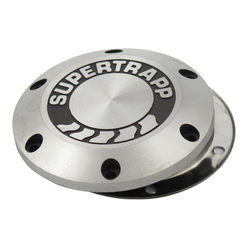 SUPERTRAPP, CLOSED 4" END CAP. WITH SHIELD & LOGO 526826