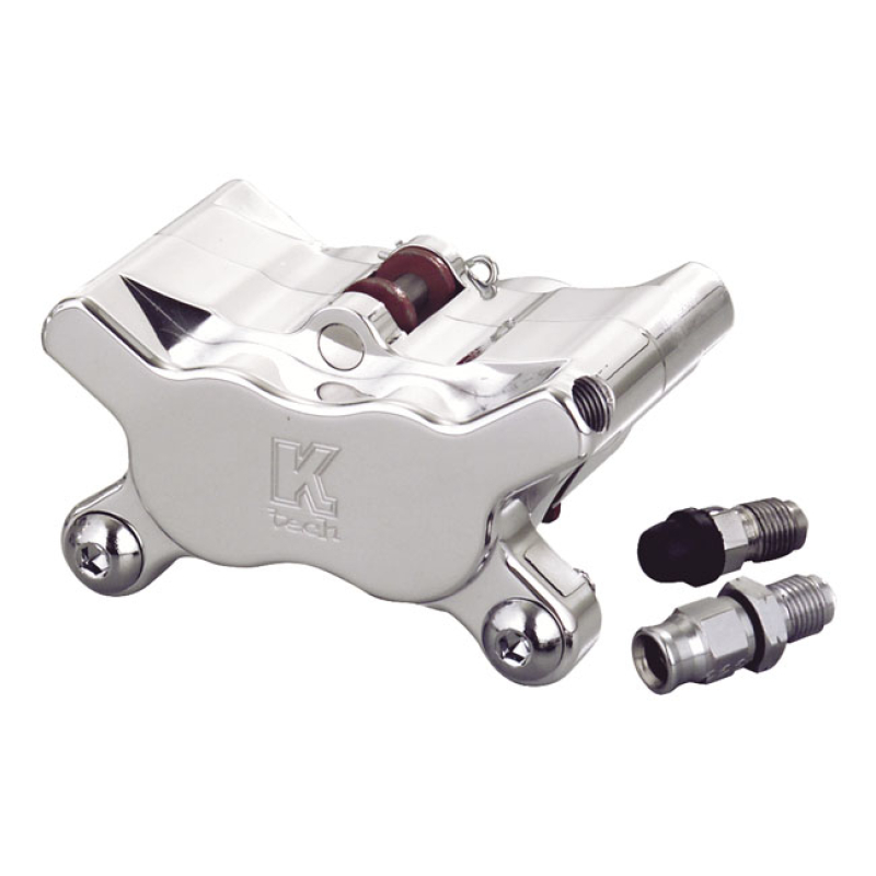 K-TECH 4-PISTON BRAKE CALIPER. POLISHED BILLET ALUMINUM CALIPER, ONE O 532097