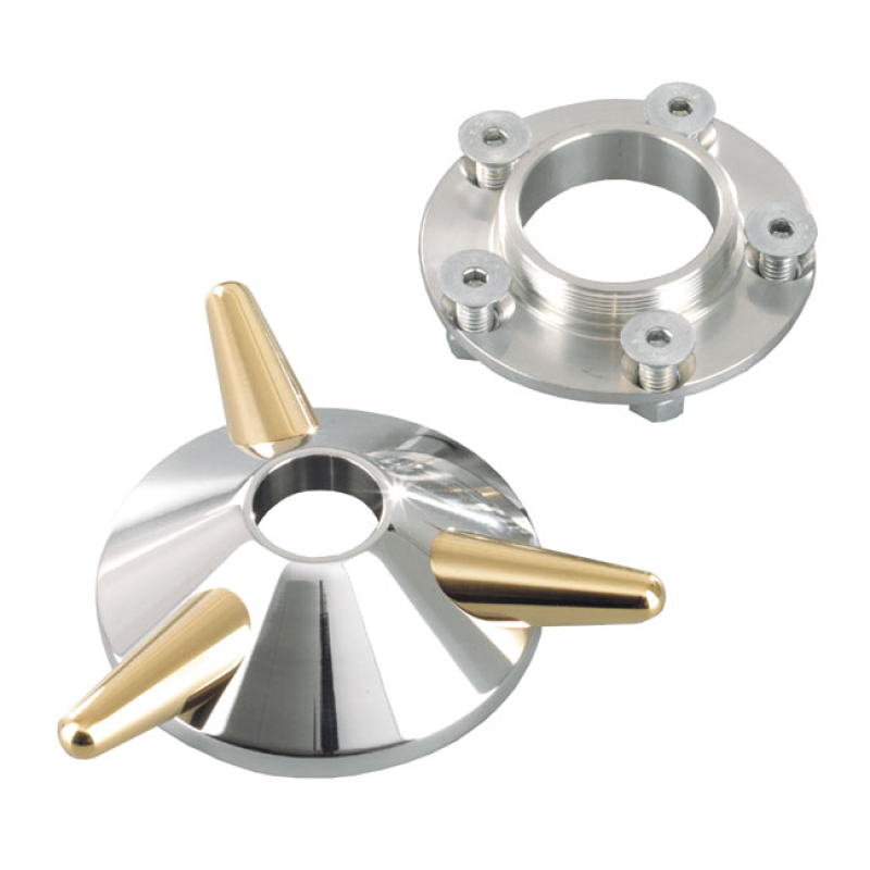 KUSTOM TECH, SPINNER WHEEL HUB COVER. ALUMINUM & BRASS POLISHED ALUMIN 532256