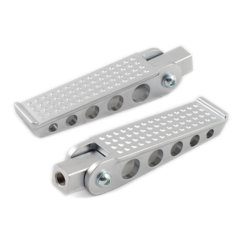 KUSTOM TECH, CAST BRASS KNURLED FOOTPEG SET. CHROME SATIN CHROME PLATE 532371