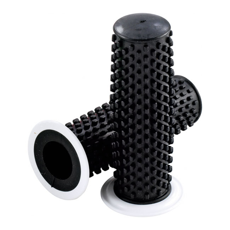 K-TECH, KUSTOM RUBBER GRIPS. BLACK WITH WHITE FLANGE SOFT, DURABLE RUB 532457