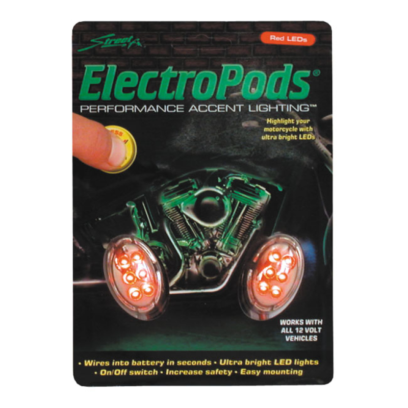 ELECTRO PODS,OVAL W/RED ONE PAIR 540003