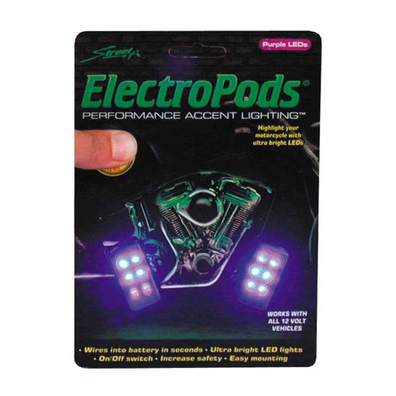 ELECTRO PODS,6 PURPLE LED,RECTANGULAR 540010