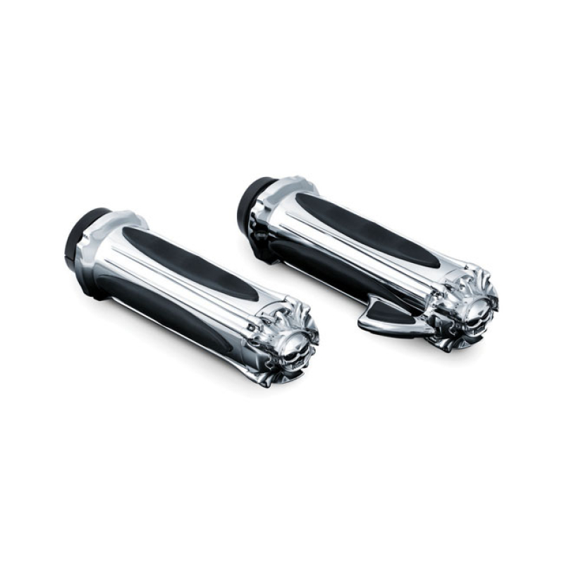 KURYAKYN, ZOMBIE GRIPS WITH THROTTLE BOSS. CHROME WITH BLACK RUBBER IN 541417