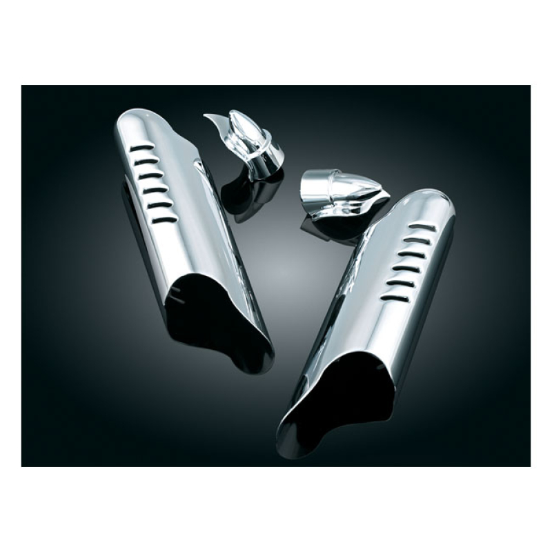 KURYAKYN, LOWER LEG DEFLECTOR SHIELDS. CHROME CHROME PLATED ACCENTS FO 541647