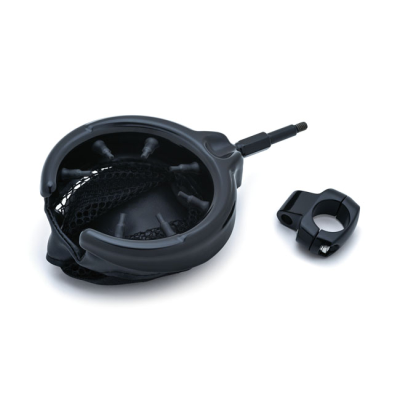 KURYAKYN, UNIVERSAL DRINK HOLDER GLOSS BLACK; WITH BASKET; 1" HANDLEBA 558823