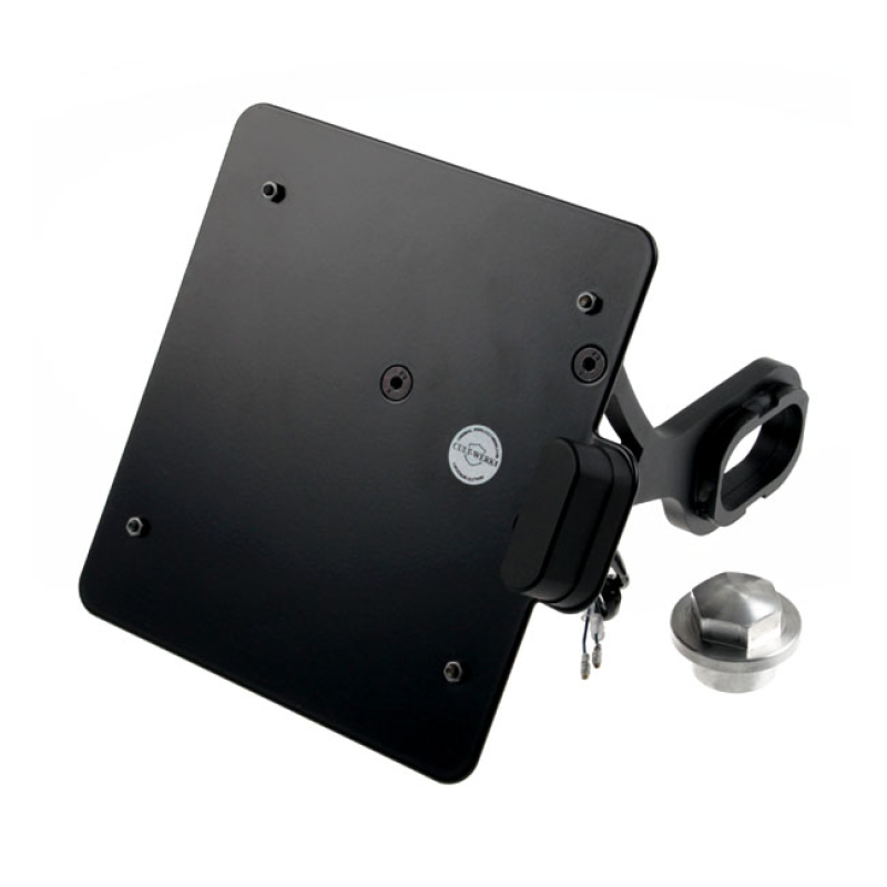 CULT-WERK, SIDE MOUNT LICENSE PLATE BRACKET, BLACK. GERMANY 563595