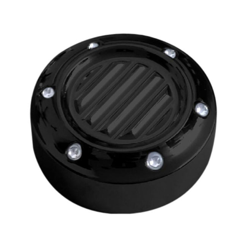 COVINGTONS, DIPSTICK COVER. DIMPLED BLACK CNC MACHINED BILLET ALUMINUM 572237