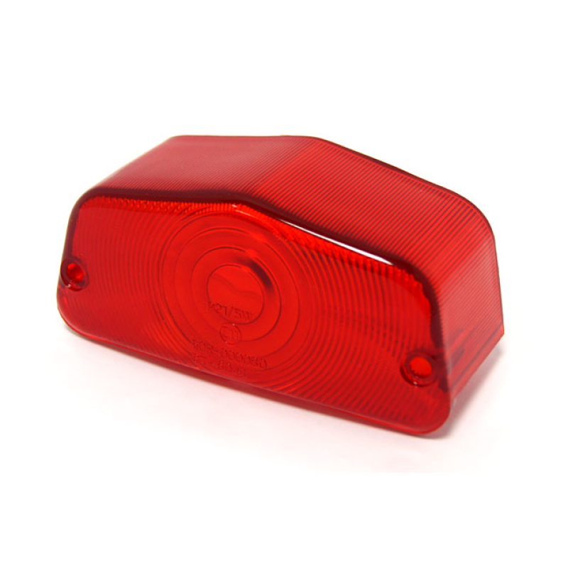 REPLACEMENT LENS, LUCAS TAILLIGHT. RED - RED PLASTIC WITH CLEAR LICENS 572250