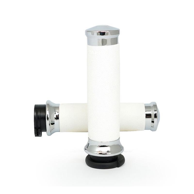 AVON CUSTOM CONTOUR GRIPS, CHROME/WHITE USA MANUFACTURED FROM ALUMINUM 572834