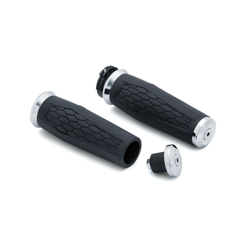 KURYAKYN, HEX GRIPS CHROME CHROME ALUMINUM COLLARS & END CAPS. INCL. T 576870