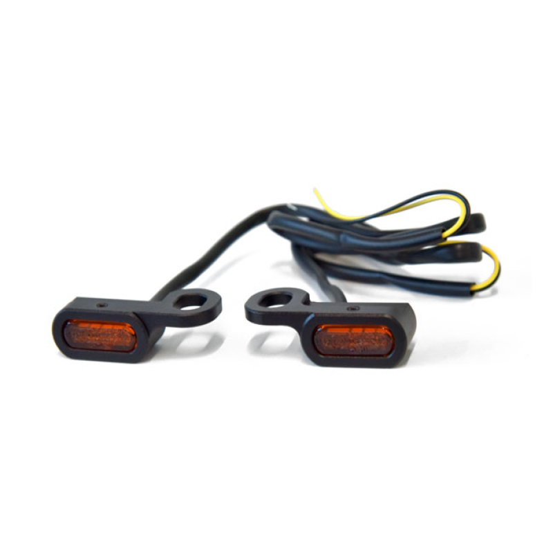 FASTLINE, BELOW BAR LED TURN SIGNAL SET. BLACK BLACK. AMBER LENS. SING 577081