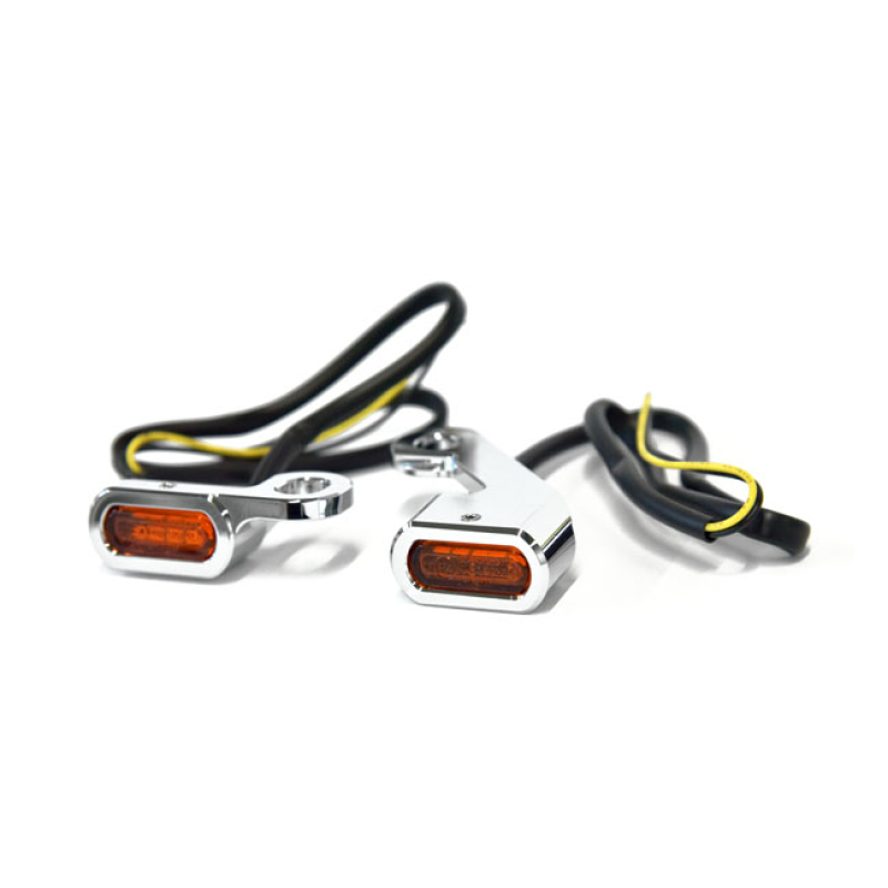 FASTLINE, BELOW BAR LED TURN SIGNAL SET. CHROME CHROME. AMBER LENS. SI 577083